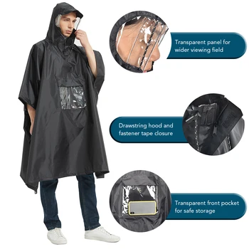 Multifunctional Raincoat Man Waterproof Hooded Rain Poncho Raincoat Women Raincoat Suit Rainwear For Hiking Cycling Camping 2