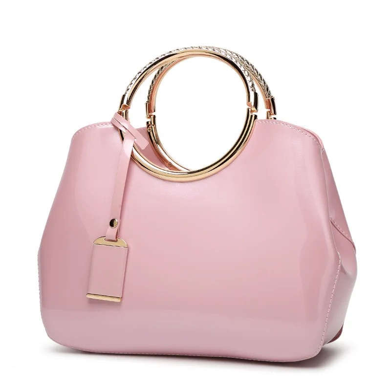 

Ougger Small Women Shoulder Handbags Elegant Style Pink PU Shell Bag with Sequined for Prom