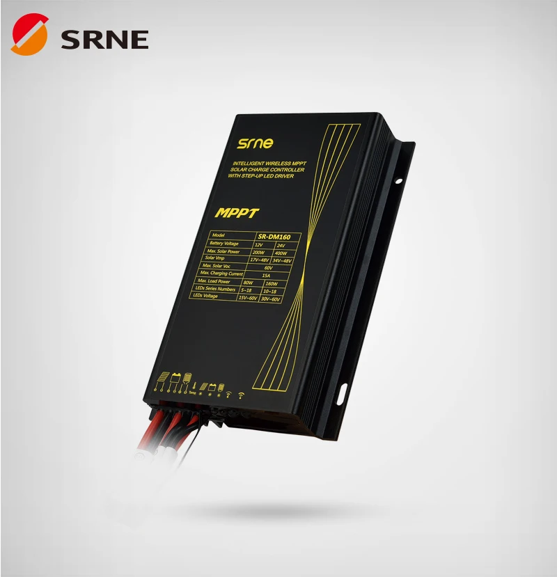 SRNE SR-DM160 12 В 24 В светодиодный драйвер Контроллер заряда 15а Интеллектуальный беспроводной MPPT солнечный уличный свет контроллер заряда IP68