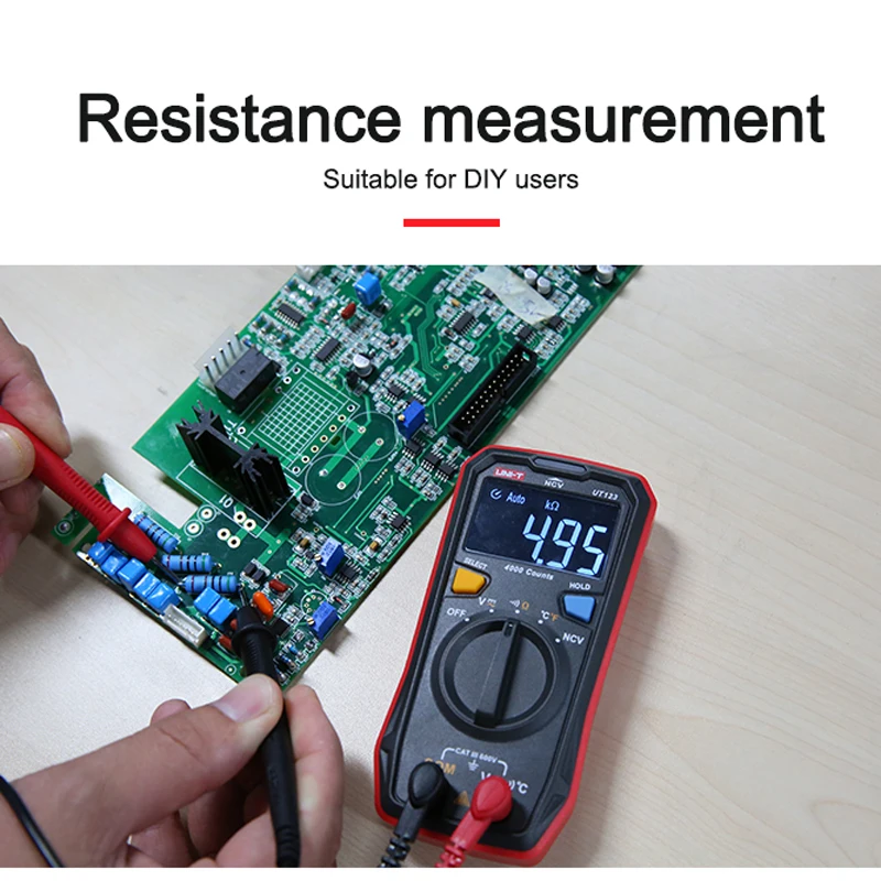 UNI-T UT123 мини цифровой мультиметр автоматический диапазон удержания данных 4000 отсчетов сопротивление напряжения измеритель температуры тестер с NCV