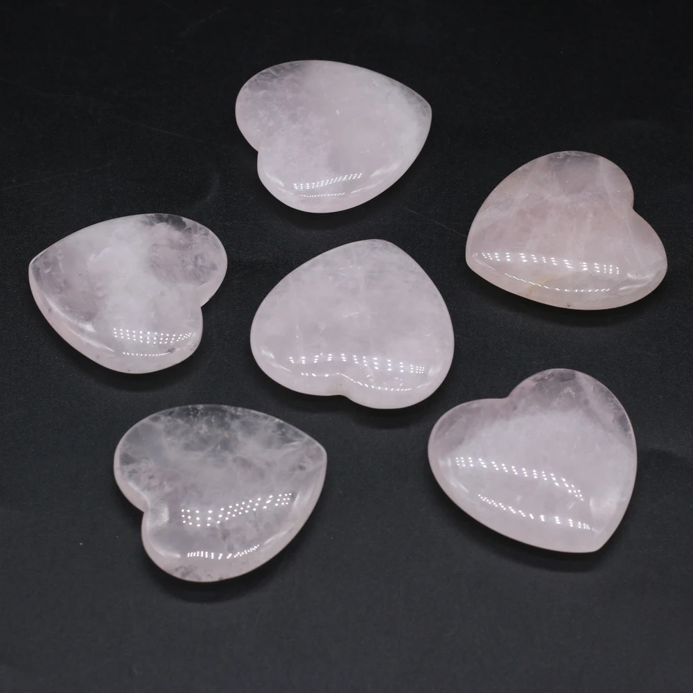 1PC Rose Quartz Natural Loose Beads Ornaments Love Heart Shape Polished Stone Reiki Healing Crystal DIY Gift Decoration Minerals 6