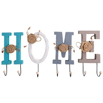 

1Set 4 Pcs Creative Hooks Letter HOME Coat Hat Hooks Wall Hanger Decorative Hooks Living Room Hallway Home Hooks