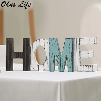 

DIY Creative Home English Letter Wood Wedding Decoration Props with Antique Wooden Crafts Rural for Living Room Garden