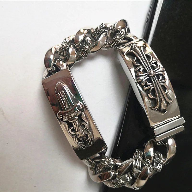 

Men's Boutique Polishing Casting Cruciferous Bracelets Online Celebrity Douyin Accessories Hot Sales Purchasing Agents a