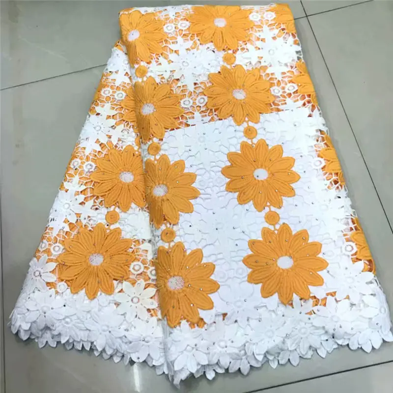 Африканская кружевная ткань, Высококачественная французская кружевная ткань для свадебного платья нигерийская вышивка стразы кружева - Цвет: 2