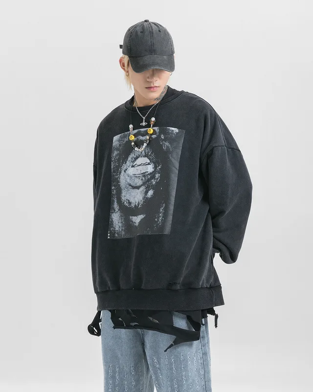 Марка New Fashion Hi Street толстовка с капюшоном в стиле хип-хоп, Для мужчин принтом в стиле ретро больших размеров уличная кофты Для мужчин/Женский пуловер, худи R1973