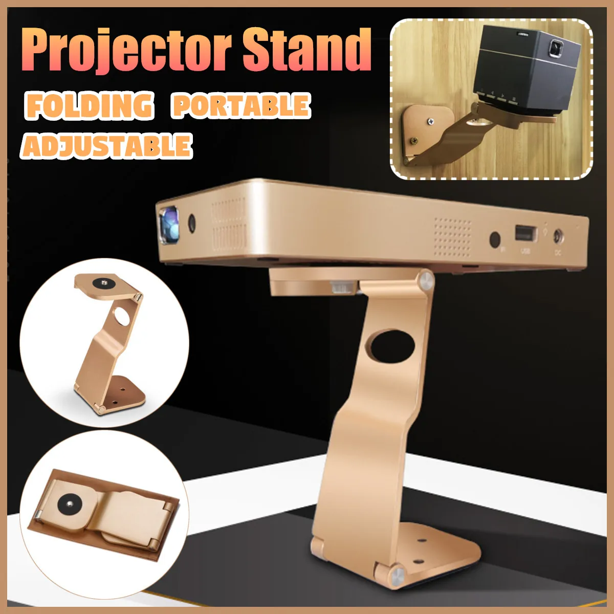 

Adjustable Projector Bracket Holder Stand Portable Folding Wall Mounting Desk Projects Accessories New