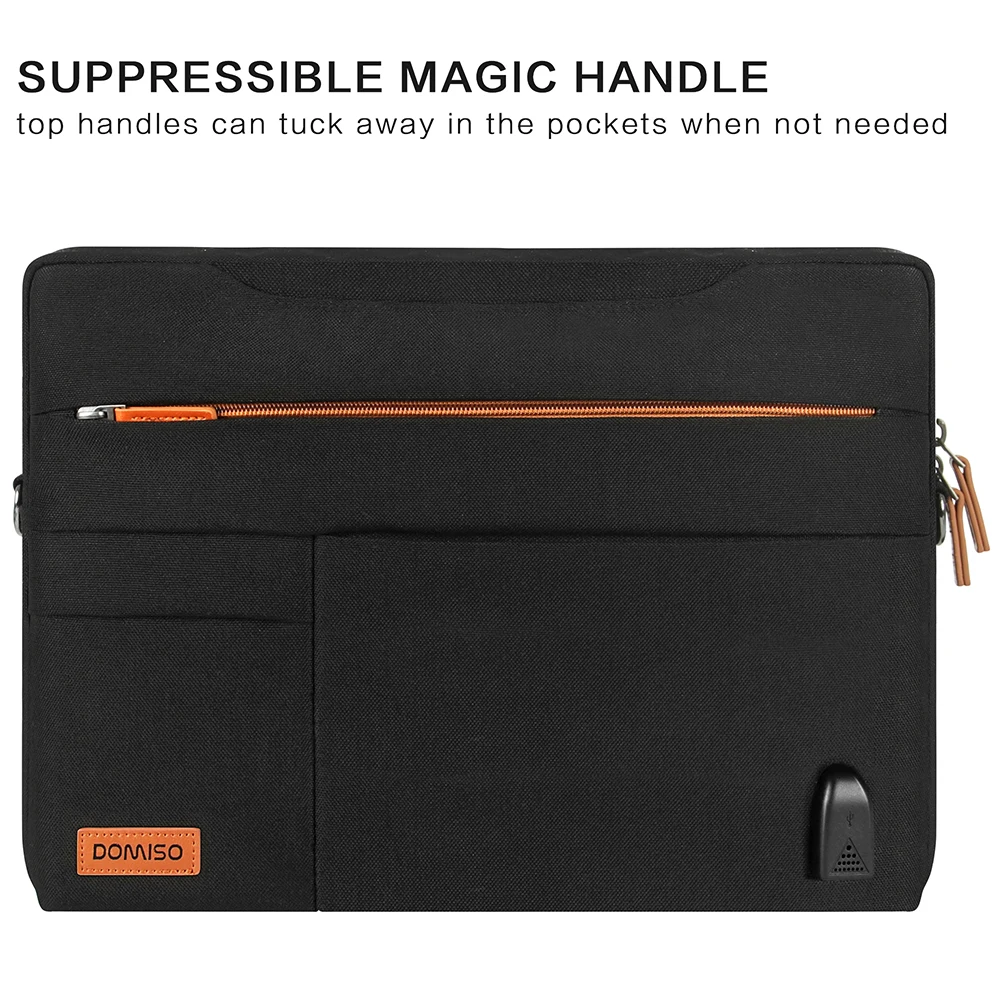 Laptop Impermeável Carregando Bolsa Maleta do Ombro com Porta de Carregamento Usb 14 15.6 17.3 Notebook - Imagem 4