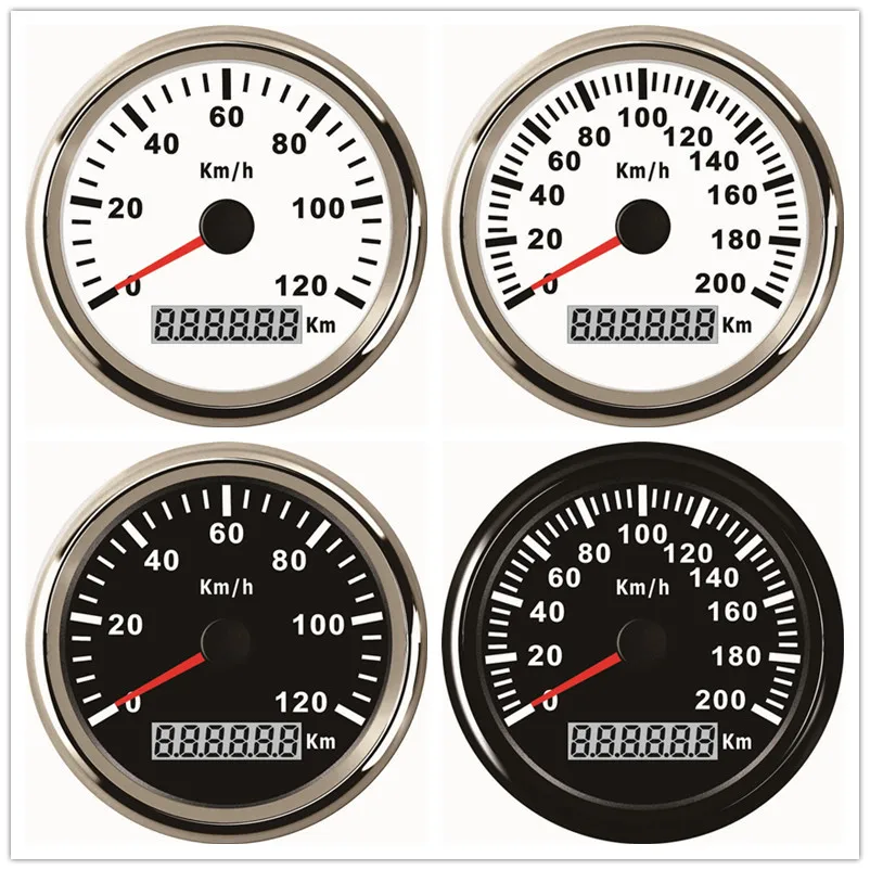 

Waterproof Car Truck Boat Motor Auto 85mm GPS Speedometer Gauge 120km/h 200km/h Red Backlight 9-32V with GPS Antenna