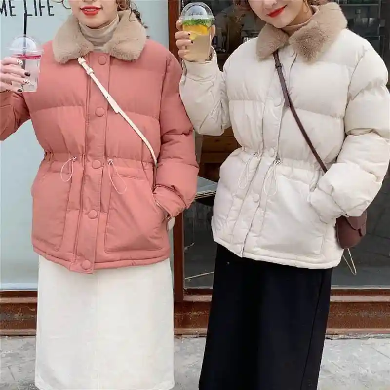 NiceMix Осень Зима Женское плотное хлопковое пальто на шнурке пальто с длинным рукавом куртка Женский Теплый меховой воротник парки верхняя одежда