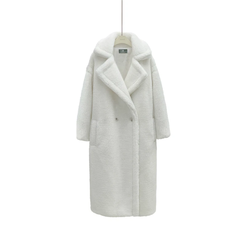 Зимнее Новое коричневое шерстяное пальто с мишкой Тедди Женская куртка из искусственного меха свободные пальто средней длины женское толстое теплое пальто CA6573