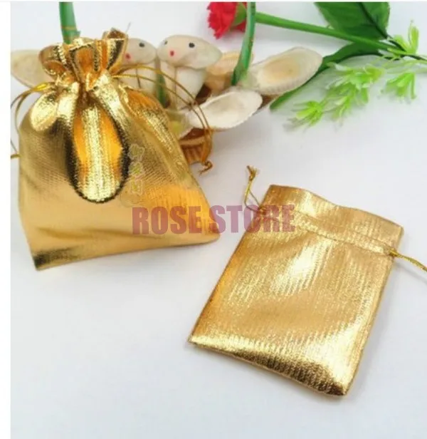 

Wholesale 500pcs/lot Gold Plated Satin Gift Bag 7x9cm Small Christmas/Wedding Jewelry Candy Gift Packaging Bags With Drawstring