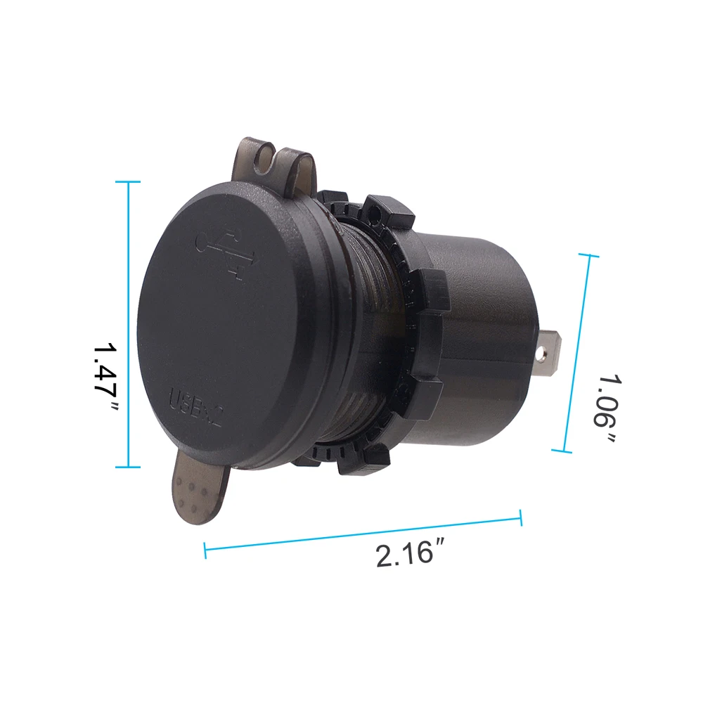 

12-24V LED Car USB charger Power Adapter Dual USB Car Recharger Cigarette Lighter Socket for Motorcycle Auto Truck Boat