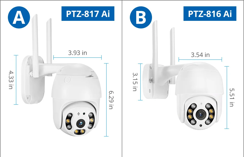 MISECU H.265X PTZ Wifi IP Camera 1080P 5MP Speed Dome AI Security Camera Wireless ONVIF Audio Outdoor Waterproof IR Color Night - Famidy.com