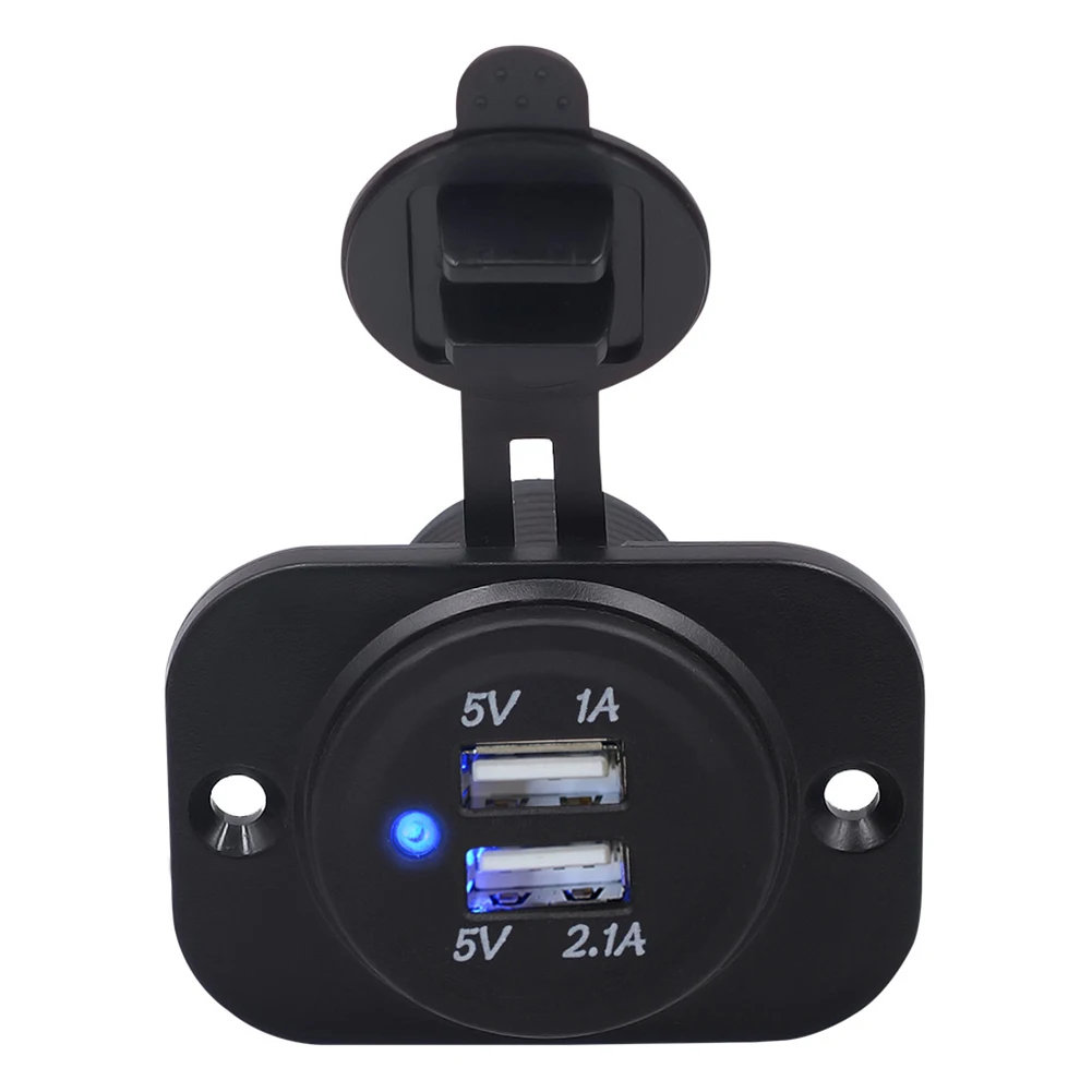 

Boat Motorcycle Plug Dual USB 12V Accessories Socket Universal Mobile Phone Cigarette Lighter LED Indicator Truck Car Charger