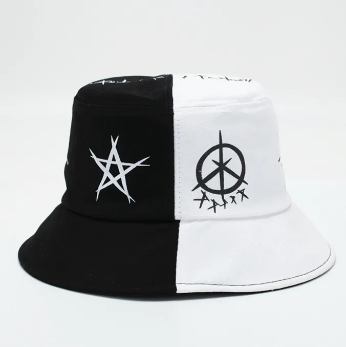 New Women Cotton Bucket Hat Man Casual Black White Patchwork Brim Fisherman Fishing Hat Cap Casquette Gorros