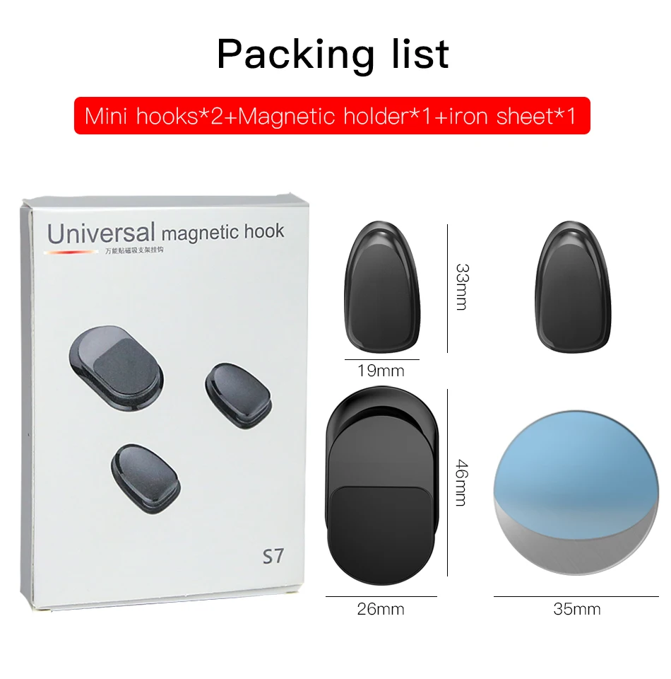 !ACCEZZ 3pcSet Magnetic Car Phone Holder Universal Wall Sticker 2-in-1 Paste Stand Hook For iPhone X Xiaomi Huawei Mini Bracket (11)
