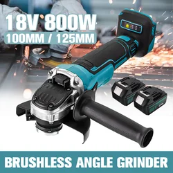Meuleuse d'angle électrique sans fil 18V, Machine de polissage et de meulage sans balais, outils électriques pour batterie Makita 800W 125mm/100mm 