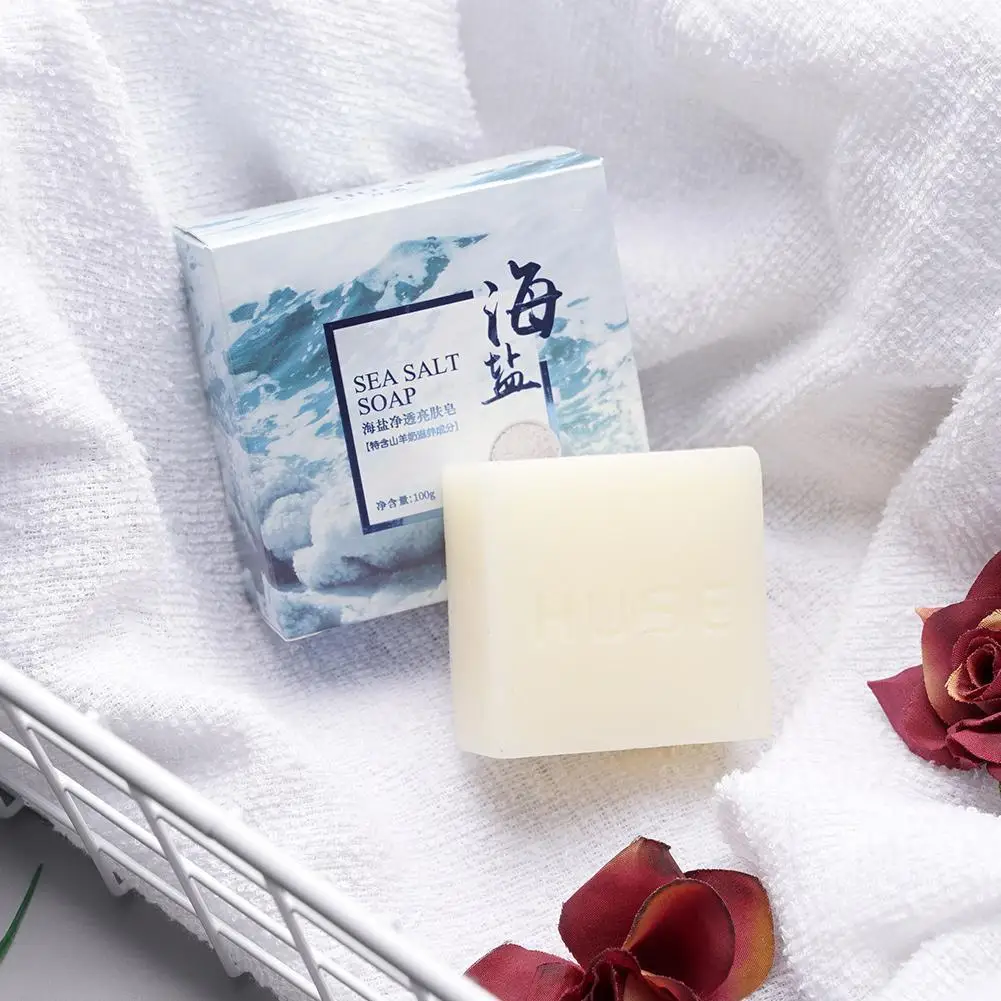 

Sea Salt Mite Soap Handmade Soap Oil Control Sulphur Soap Whitening Face Soap Wash V8B3