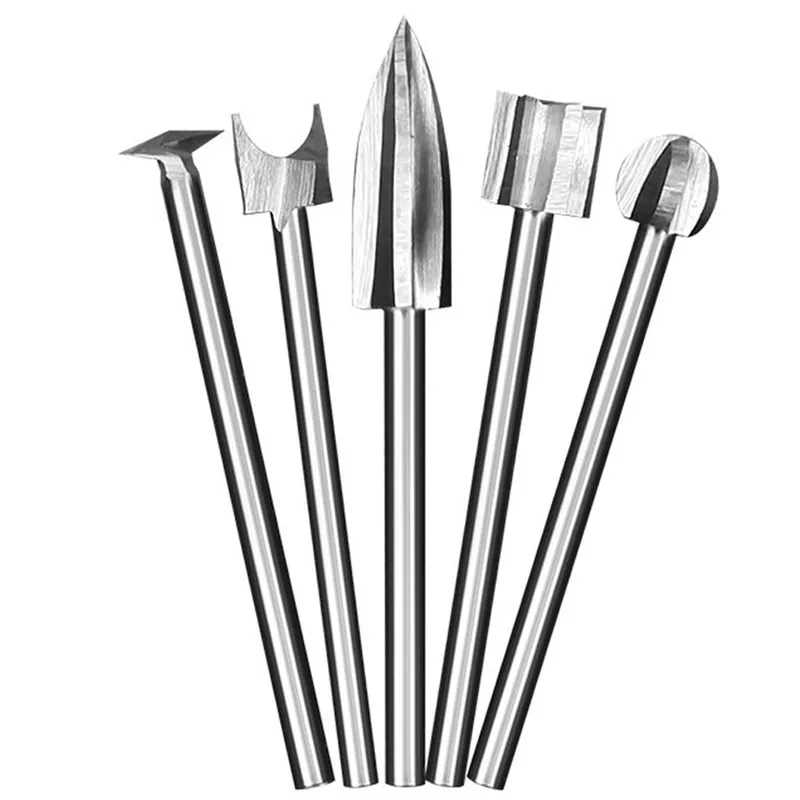 

5Pcs/Set Engraving Bit Milling Cutter Rotary Burr For Routing Rotary File Cutter Wood Carving Carved Knife Cutter Accessories