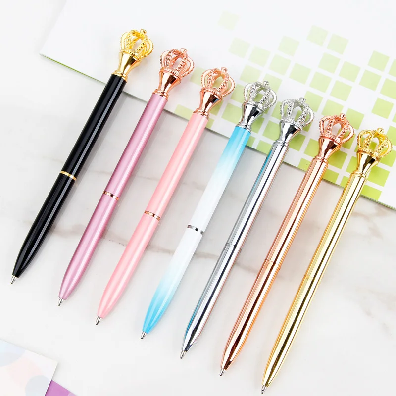 

New Metal Crown Pen Creative Beautiful Crown Ballpoint Pen for School Office Writing Stationery 10pcs/lot