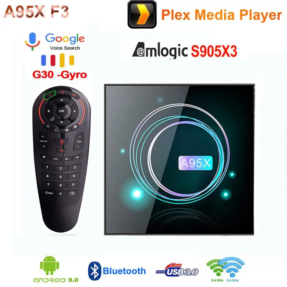 A95X F3 Тонкий Смарт ТВ бокс Android 9 0 Amlogic S905X3 4 Гб 64 Plex медиаплеер 2 4G/5G Wifi 100 м BT