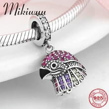 925 пробы Серебряный Модный красочный CZ Орел форма прекрасный кулон бусины ювелирные изделия подходит Pandora браслет