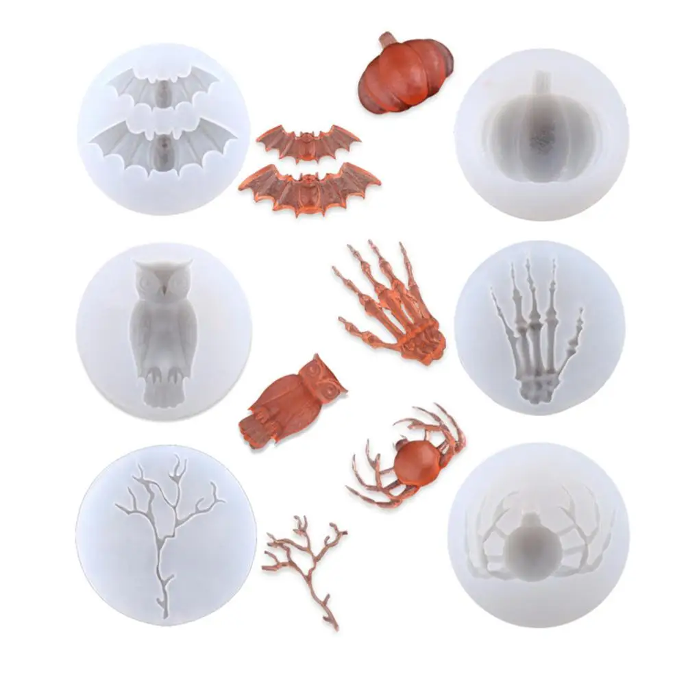 

Halloween Series Bat/Pumpkin/Owl/Skull Hand Molding Silicone Mold DIY Cookie Fondant Cake Baking Tool