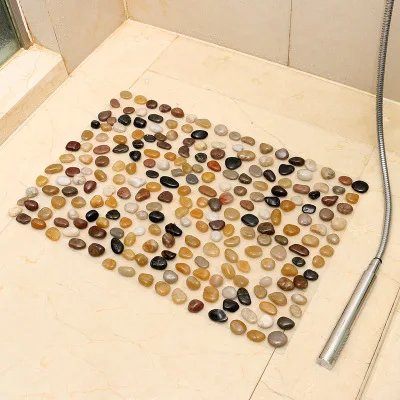 Multicolored 40x60cm Натуральный мощеный Противоскользящий коврик для ванной комнаты, массажный коврик для ног, для домашнего туалета, отеля, ванной комнаты, Противоскользящий коврик - Цвет: Multicolored 40x60cm