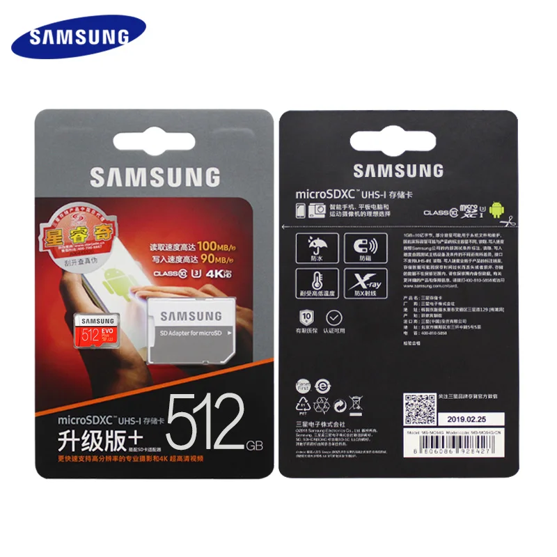 Original SAMSUNG EVO Plus 512GB Micro SD Card U3 Flash Cards SDXC Max 100MB/s TF Card 512gb Trans F