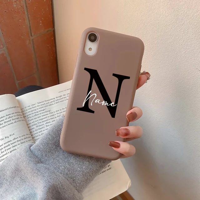 Flowers Diy For iphone 11 12 13 Pro Mini Phone Case Custom Capital Letters Name For X XS Max XR 7 8 Plus SE New Silicone Cover skin diy name Hei