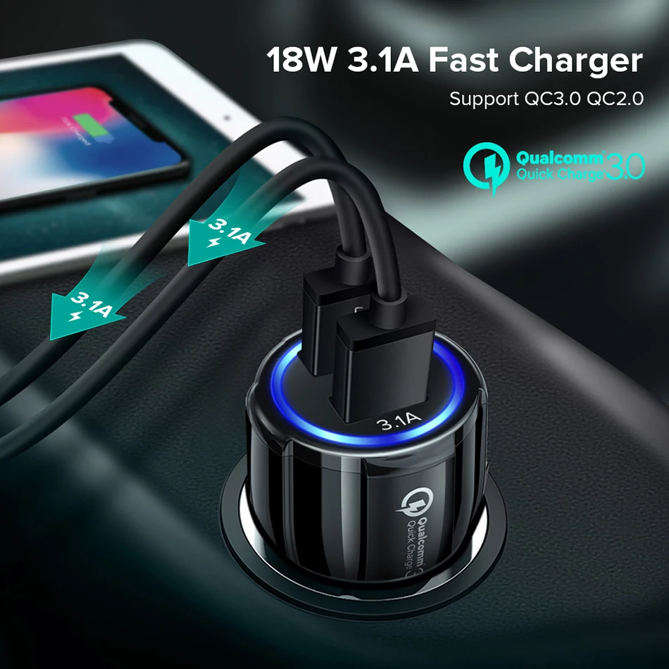 3A Car Charge USB Quick Car Chargeur 3.0 Universal Doul Port USB Charger Adapter For iPhone 13 Xiaomi11 Mobile Phone Car-Charger samsung car charger