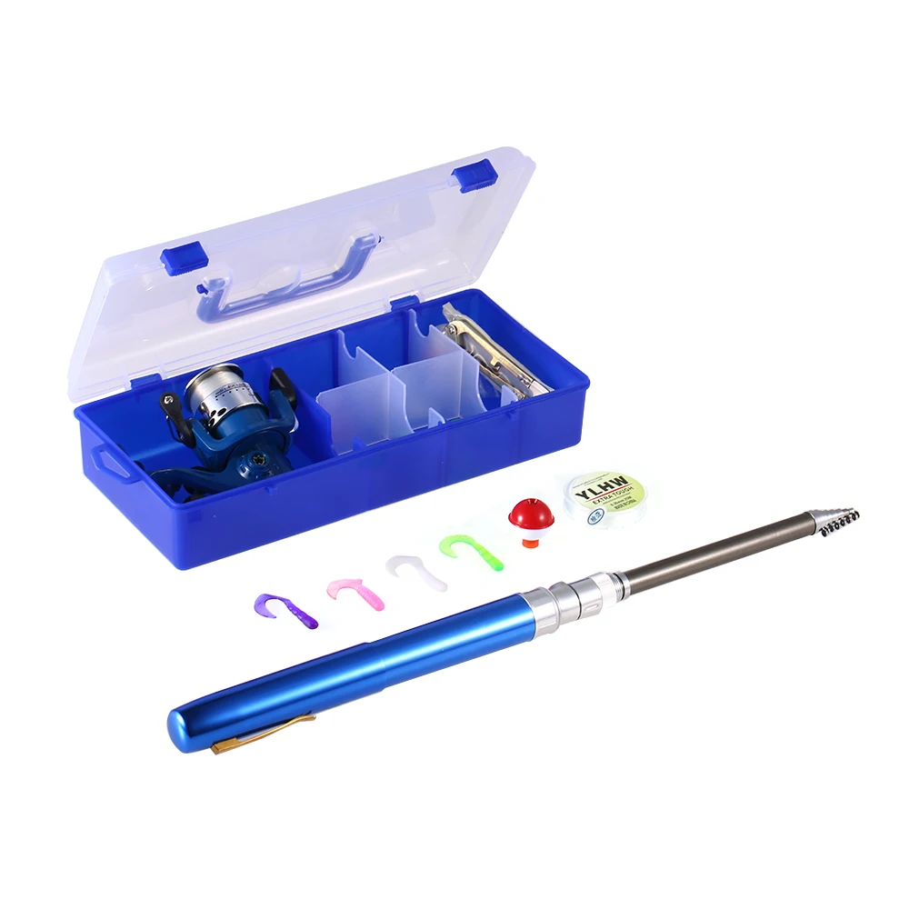 

29 PCS Fishing Reel Fishing Rod Soft Worm Lure Fishing Lure Set Crank Hook Fishing Baits Box