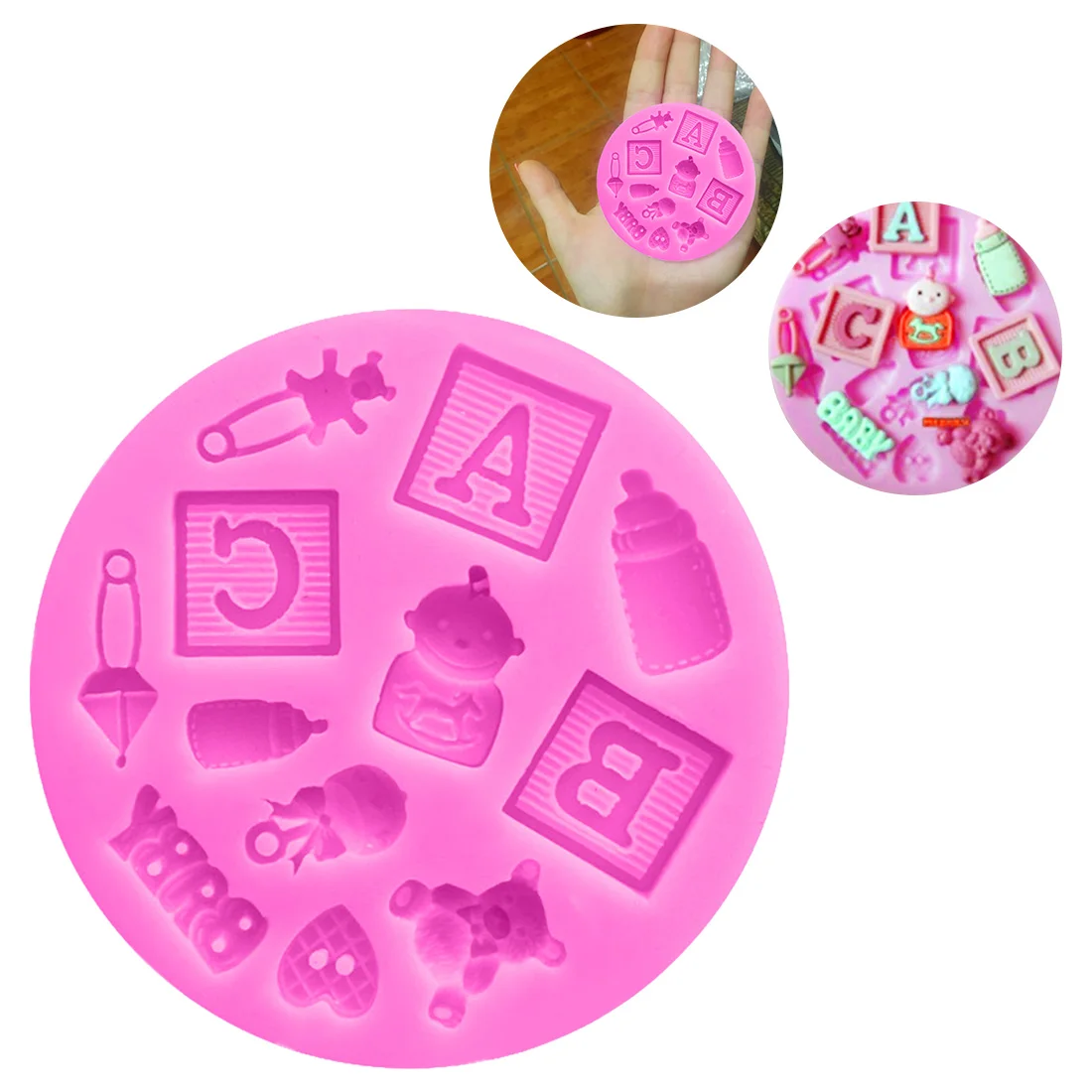 

1pcs Silicone Cake Mold Baby Theme Baby Carriage Fondant Moulds Chocolate Stencils Kitchen Pastry Cupcake Baking Tools Silicone