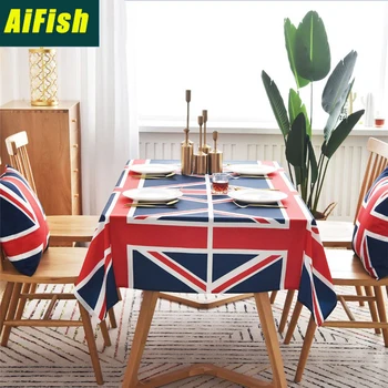 

English Style Flag Tablecloth Waterproof Cabinet Cover Dining Table for Living Room Home Decor Household Cafe Tablecloth ZB012-4