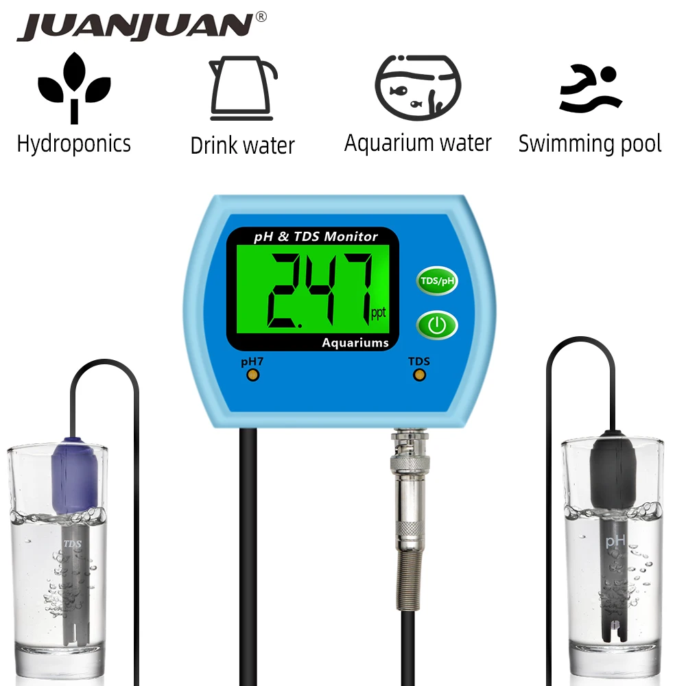 

2 in 1 Water Quality Tester Professional Multi-Function Monitor Online PH/TDS Meter Acidity Acidometer Analyzer Aquarium