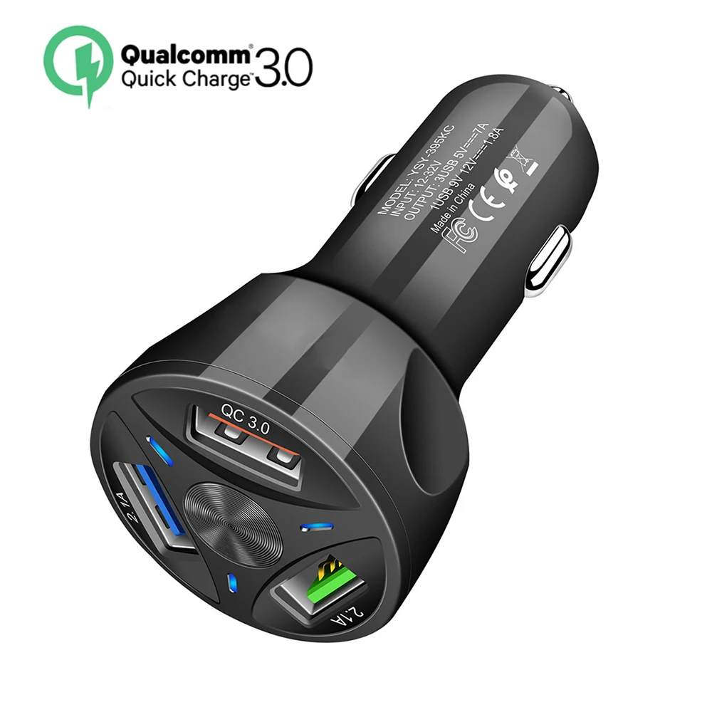 

Quick Charge 3.0 Car Charger For Mobile Phone Three Usb Car Charger Qualcomm Qc 3.0 QC 4.0 Fast Charging Adapter Usb Car Charger