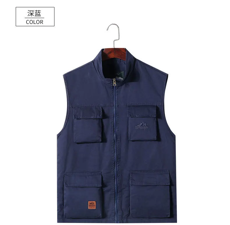 Spring And Autumn Outdoor Fishing Vest Men Greenish Blue Middle-aged Vest Coat Multi-pockets Photography Large Size Vest Waistco