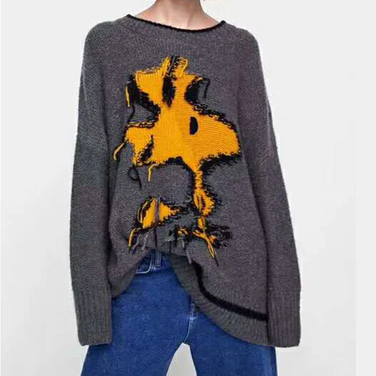 

Western Style Autumn & Winter WOMEN'S Dress Wide Sweater Cartoon Nubian Pattern Jacquard Knitted Sweater