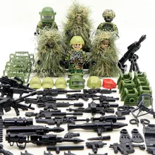 6 шт. костюм Ghillie Военная камуфляжная армия солдат спецназа военный ОМОН DIY строительные блоки Фигура развивающие игрушки подарок для мальчиков