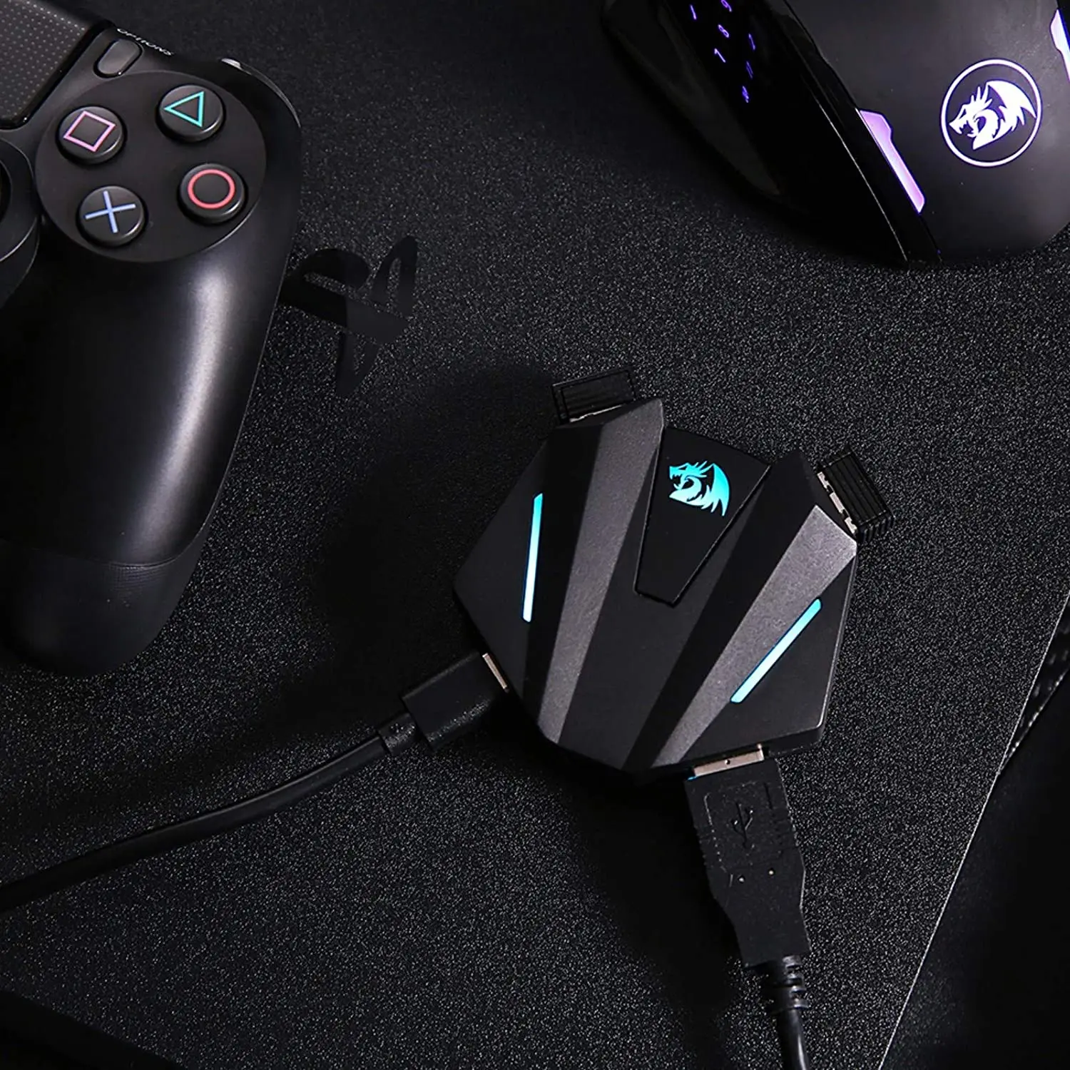 Teclado e Mouse Compatível com Nintendo Adaptador para Ps3 ns e Xbox Redragon Vulcan um Led Gaming Console Conversor Ga250 - 4 - Imagem 4