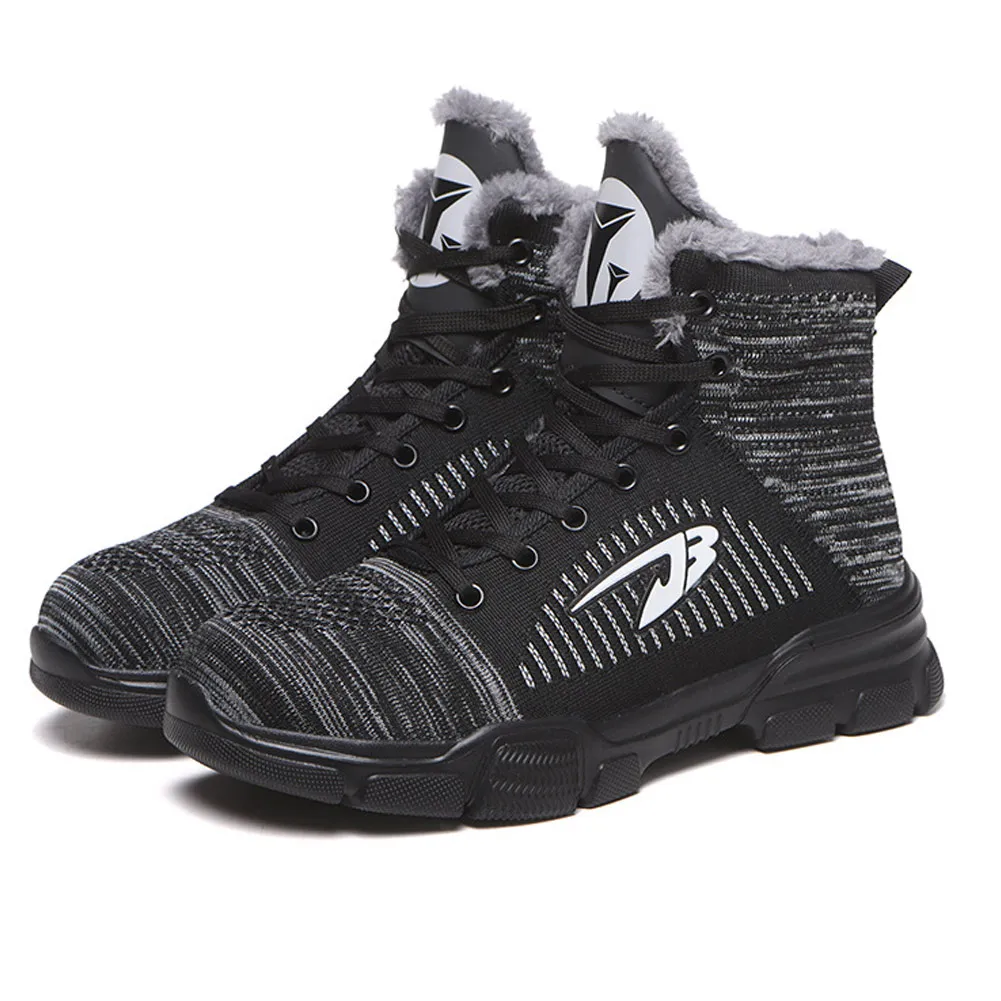 

Hot Selling Fashion Mens Plush Thicken Work Shoes Anti-Slip Lace-up High Top Streetwear for Fall Winter Spring -B5