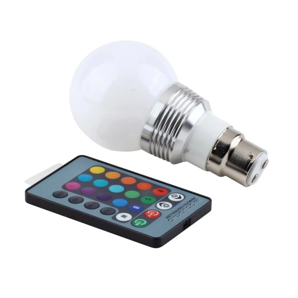 

1pcs 3W 16 Colors RGB B22 LED Bulb Light Lamp Remote Control 85-240V Low Consumption High Strength Aluminum Drop Shipping
