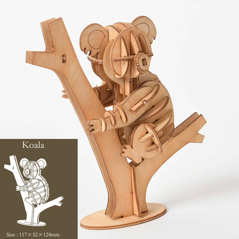 Лазерная резка деревянная 3D головоломка Милая кошка собака коала модель