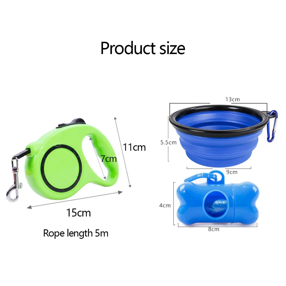 3pcs set Retractable Dog Leash Automatic Flexible Dog Puppy Cat Traction Rope Belt Dog Leash for 5