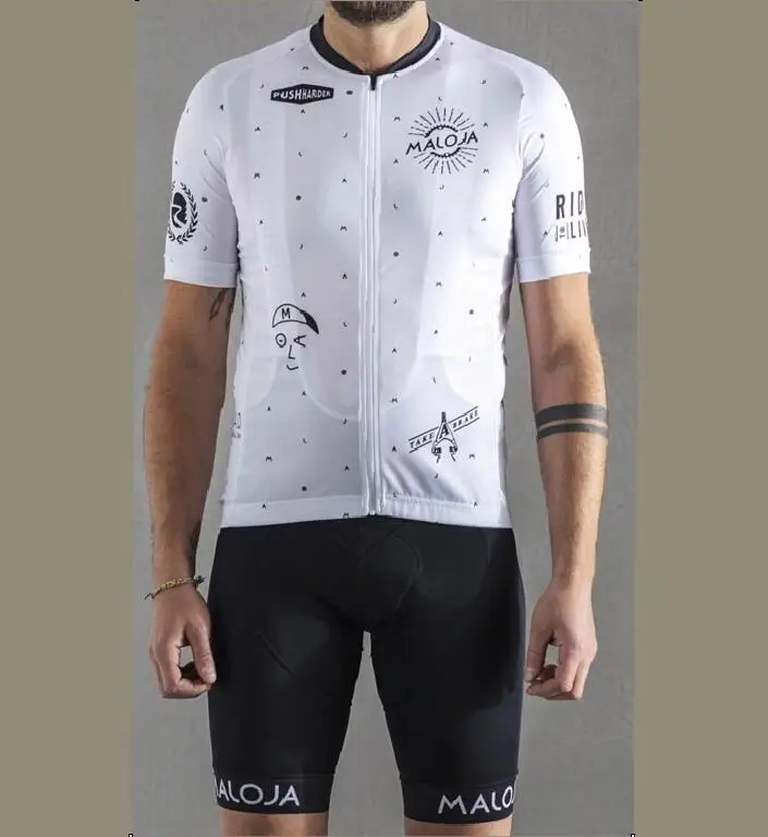 Малоя Велоспорт Джерси Ropa ciclismo бело черные mtb с коротким рукавом дорожный