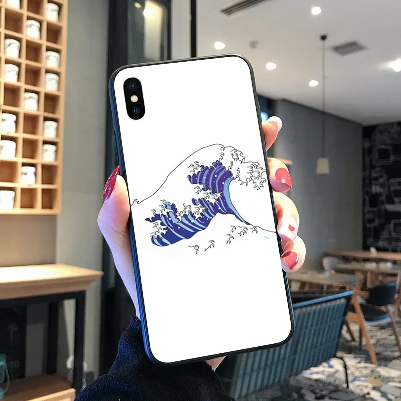 Seni Jepang Gelombang Warna-warni Lucu untuk iPhone 8 7 6 6S Plus X XS MAX 5 5S SE XR 11 11pro Promax Ponsel