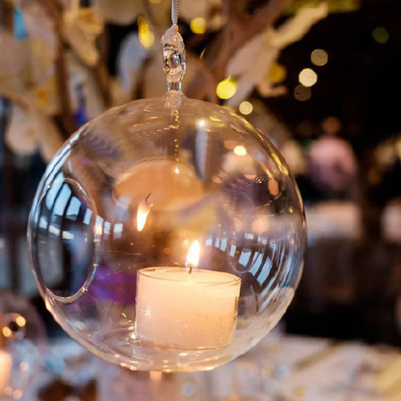 4 размера хрустальный стеклянный шар висячий подсвечник свадебный ужин Романтический Декор для дома прозрачные украшения бар вечерние подсвечники