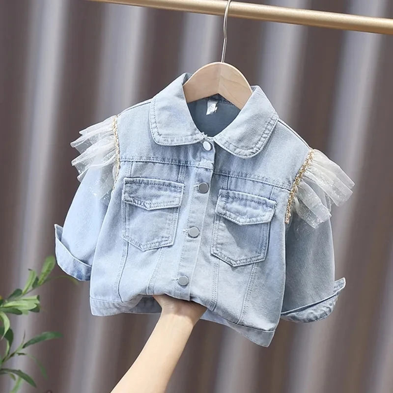 Kids Girls Denim Jacket 2022 Spring and Autumn New Children's Jacket Top Girls Baby Casual Jacket Jeans Girls Coat