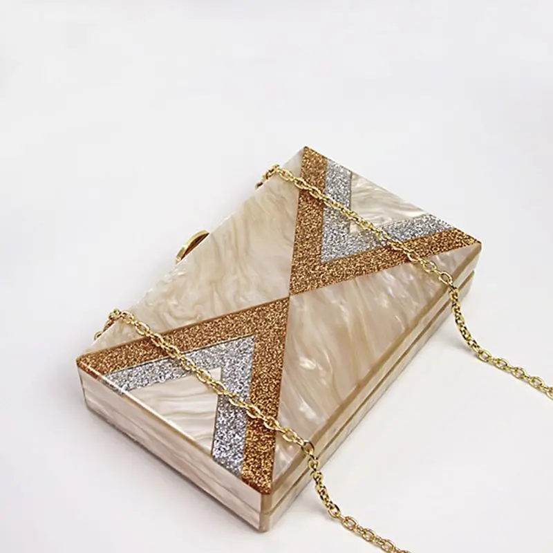 Женская вечерняя сумочка на цепочке в стиле пэчворк, вечерние сумки в полоску из акрила, сумочка, клатч, свадебные женские сумки, Новинка